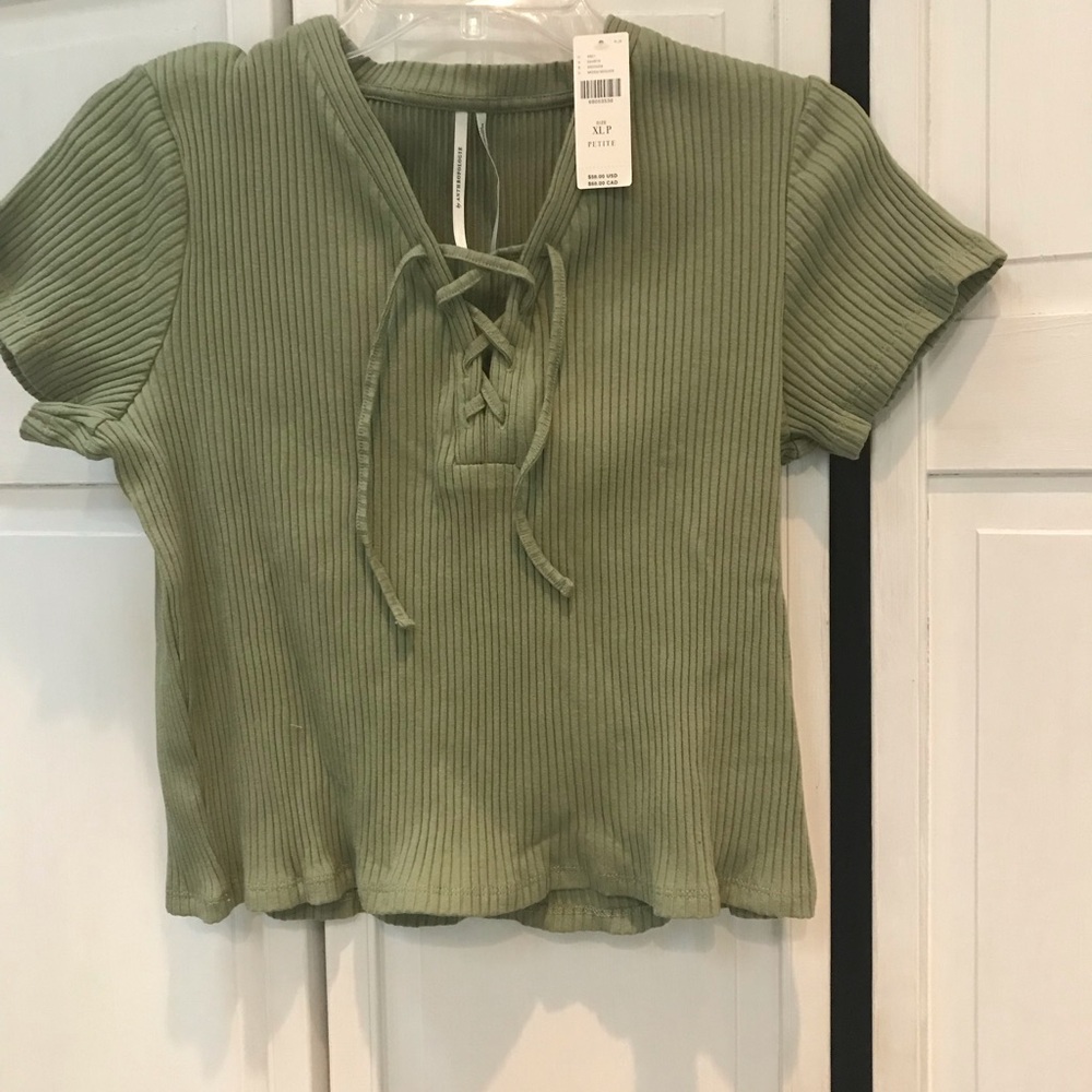 Anthropologie NWT Olive green, ribbed to- XL petite